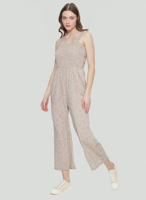 DEX SMOCKED WIDE LEG JUMPSUIT
